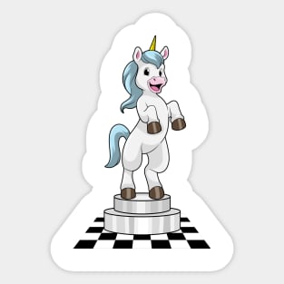 Unicorn at Chess as Chess piece Knight Sticker